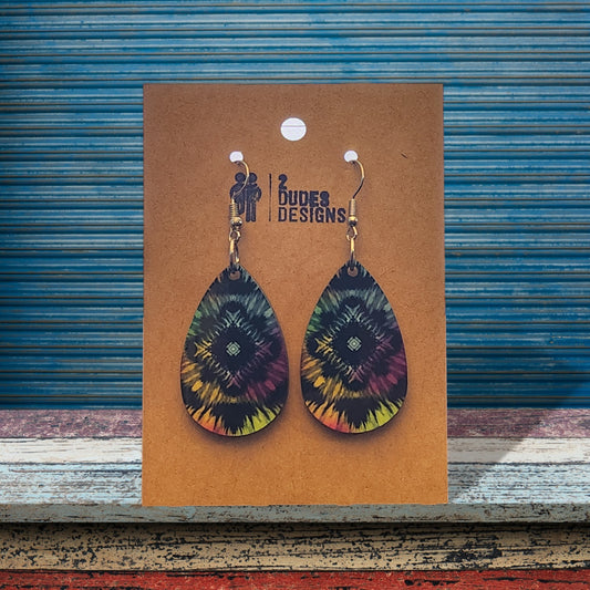 Boho Circle Shaped Sublimated Teardrop Earrings