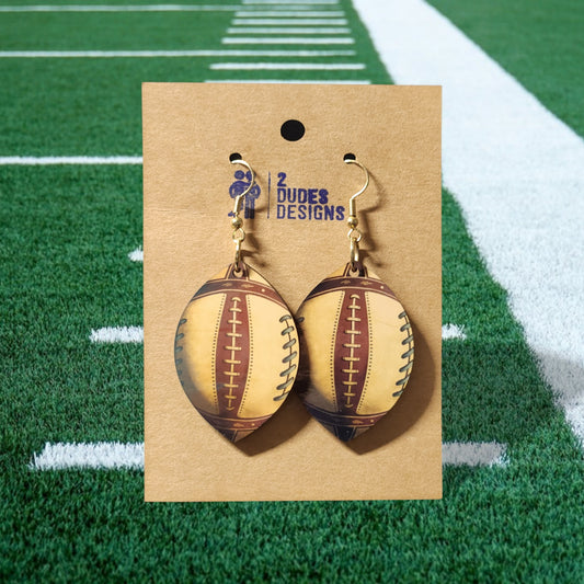 Brown Vintage Football Dangle Earrings