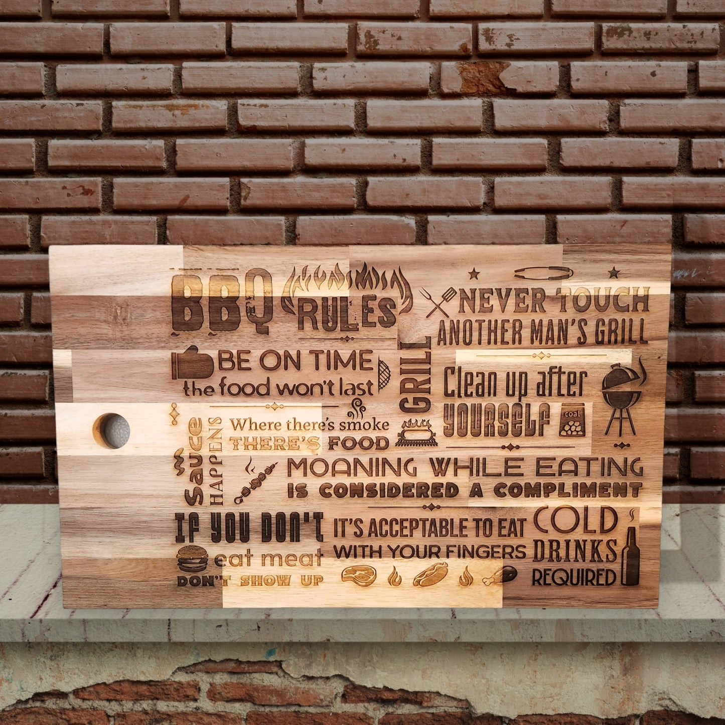 BBQ Rules Acacia Wood Cutting/Serving Board