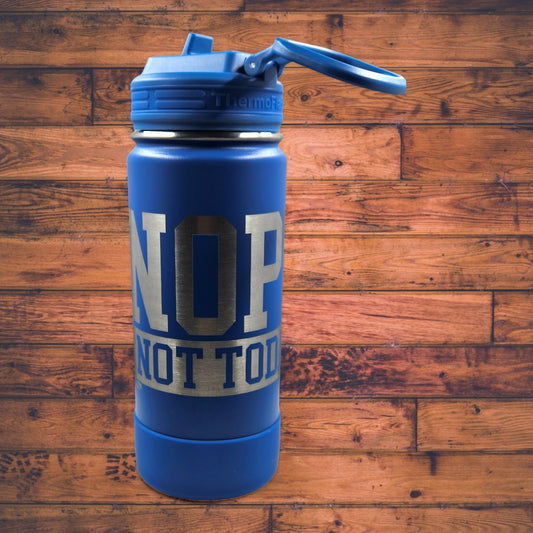 ThermoFlask Dark Blue Stainless-Steel Engraved Tumbler with Phrase "Nope, Not Today"