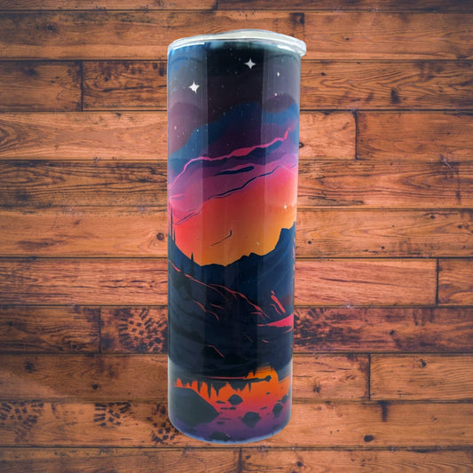 Starry Pastel Mountain Night, 20 Oz. Stainless-Steel Hot/Cold Tumbler