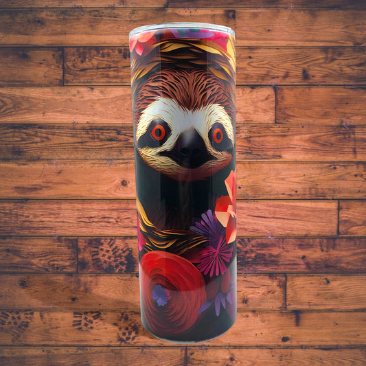 Sloth with Pink Roses Stainless Steel Tumbler