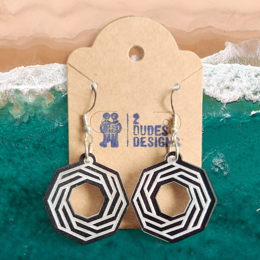 Octagonal Purple Acrylic Dangle Earrings