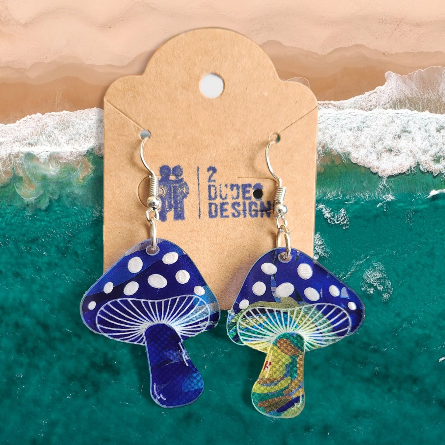 Blue Acrylic Mushroom Dangle Earrings