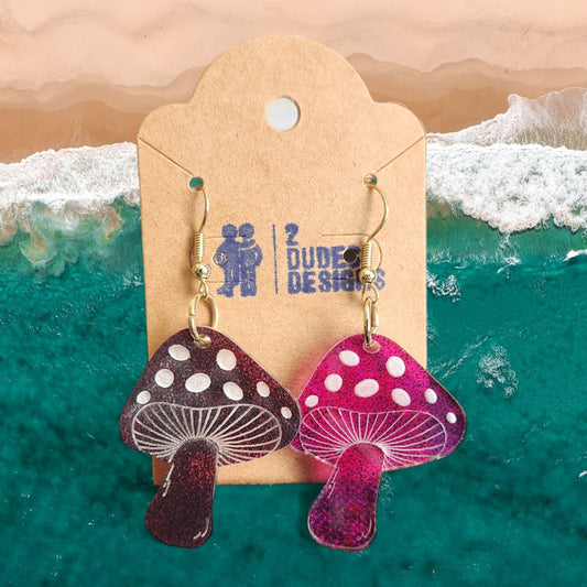 Purple Acrylic Mushroom Dangle Earrings