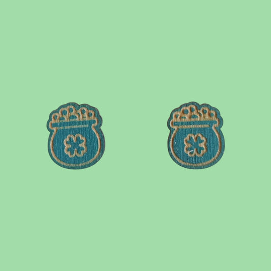 St. Patrick's Stud Earrings - Pot of Gold