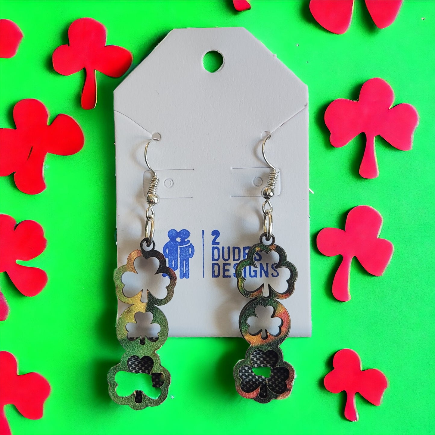 St. Patrick's Triple Shamrock Dangle Earrings