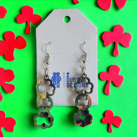 St. Patrick's Triple Shamrock Dangle Earrings