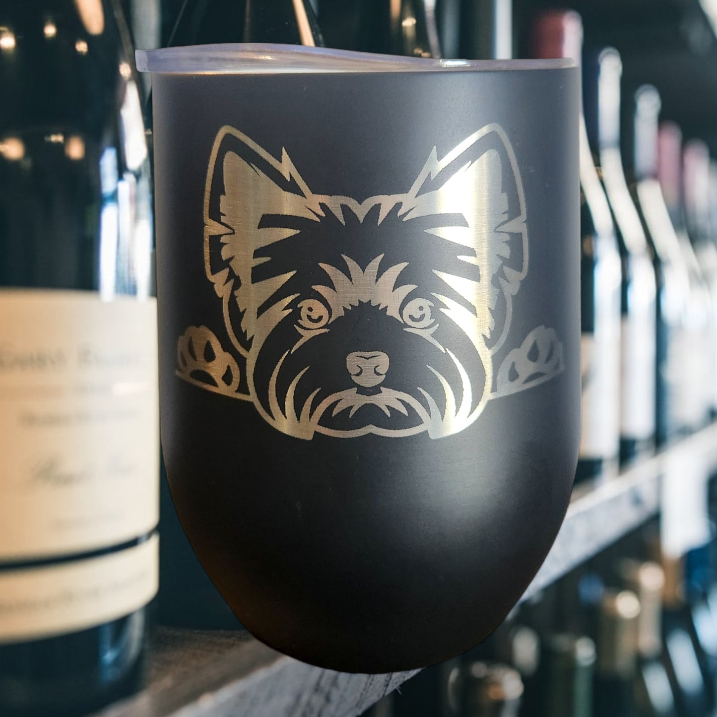 Engraved Yorkie Dog Wine Tumbler