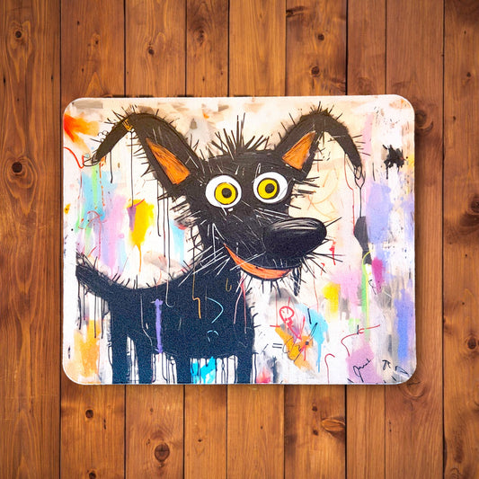 Happy Black Dog Mouse Pad