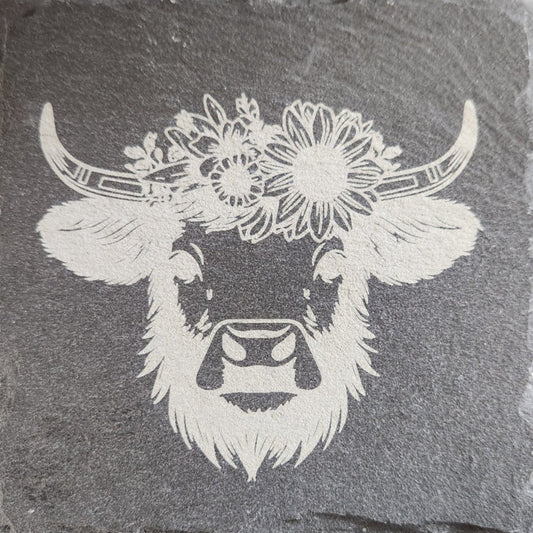 Slate Coaster "Highland Cow"