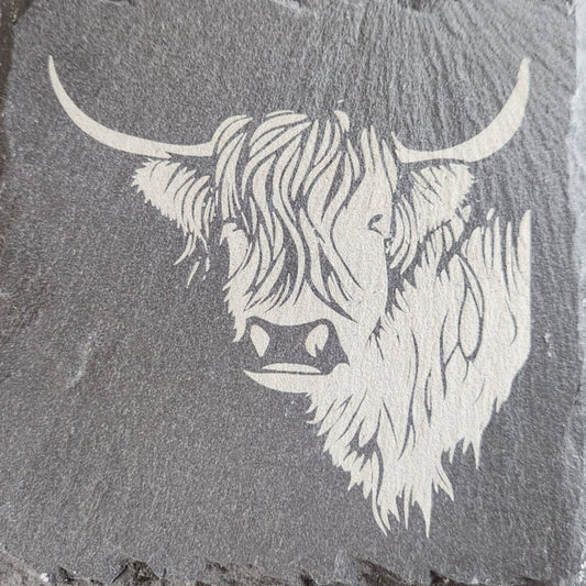 Slate Coaster "Highland Cow"