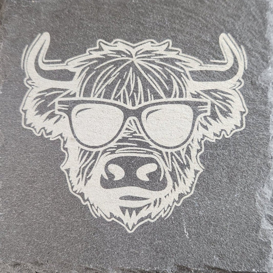 Slate Coaster "Highland Cow"