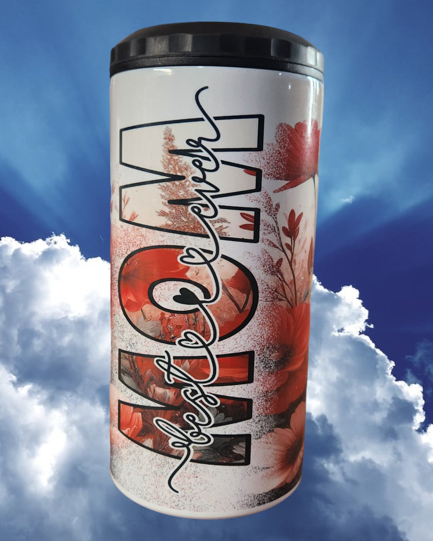 Mother's Day Can Coaster - "Best Mom Ever Red Flowers"