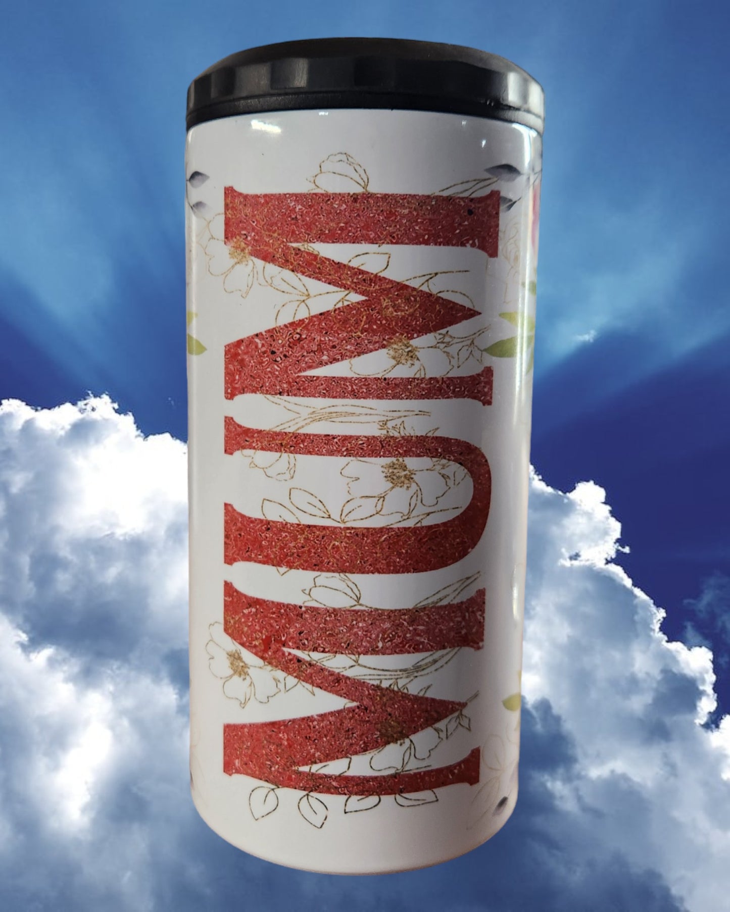 Mother's Day Can Coaster - "Mum in Green/Red Flowers"