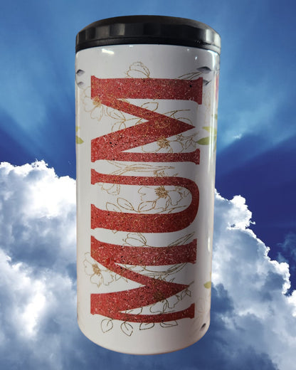 Mother's Day Can Coaster - "Mum in Green/Red Flowers"