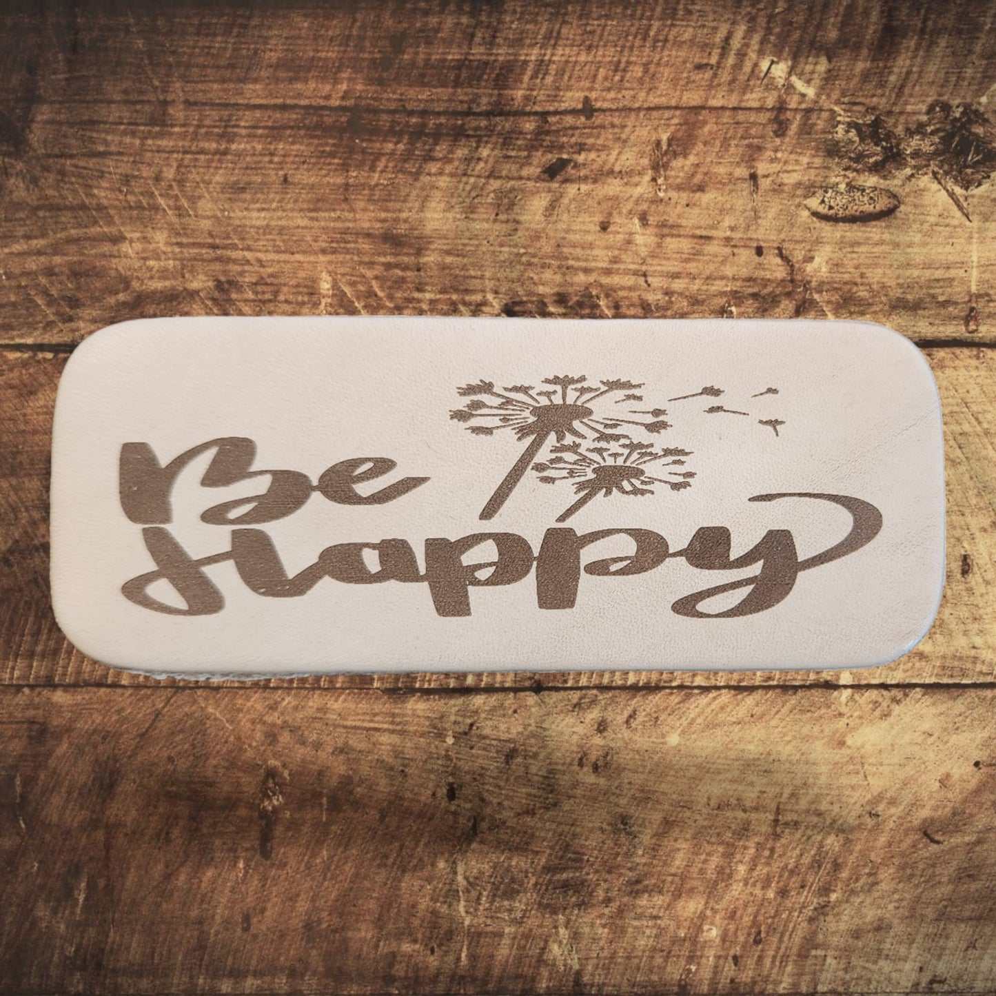 Leather Keychain - Be Happy