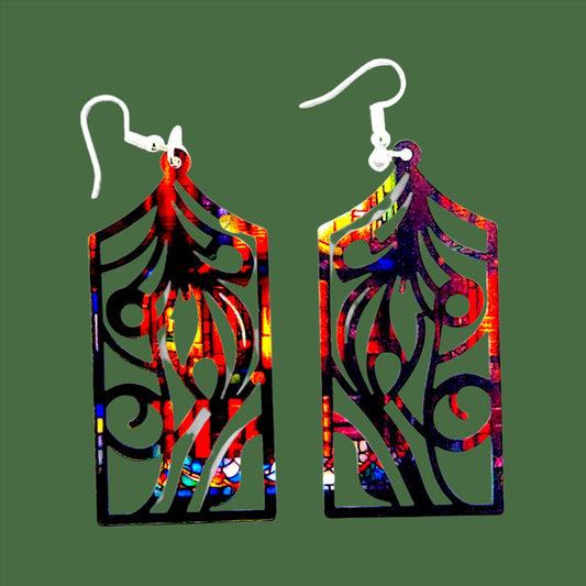 Boho Bookshelf Acrylic Dangle Earrings