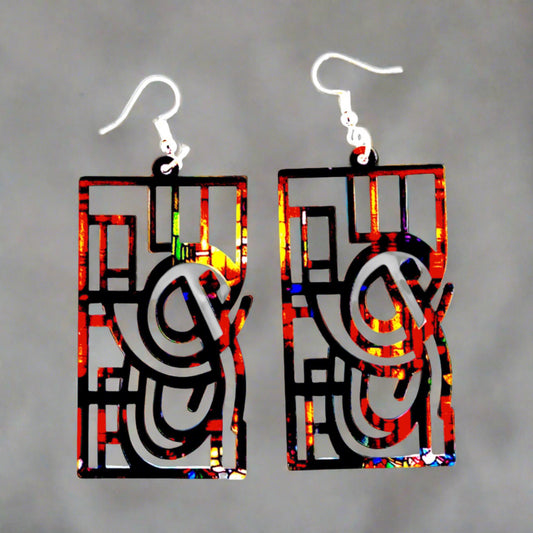 Boho Bookshelf Acrylic Dangle Earrings