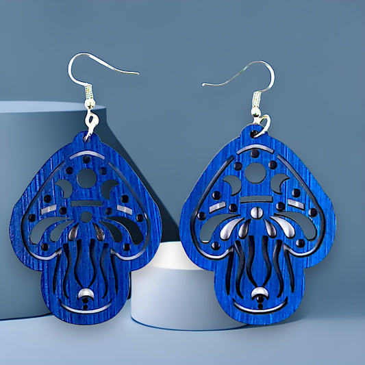 Mushroom Dangle Earrings (Blue)