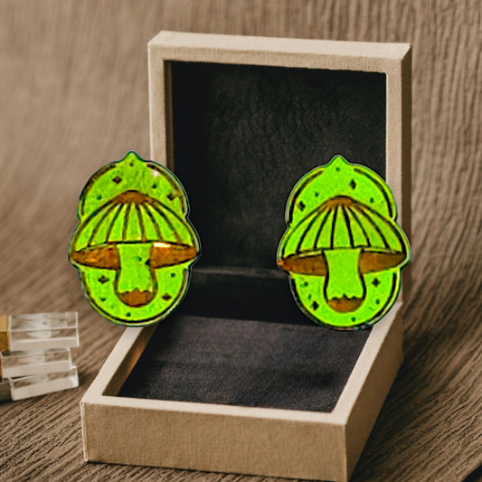 Mushroom Stud Earrings (Green)
