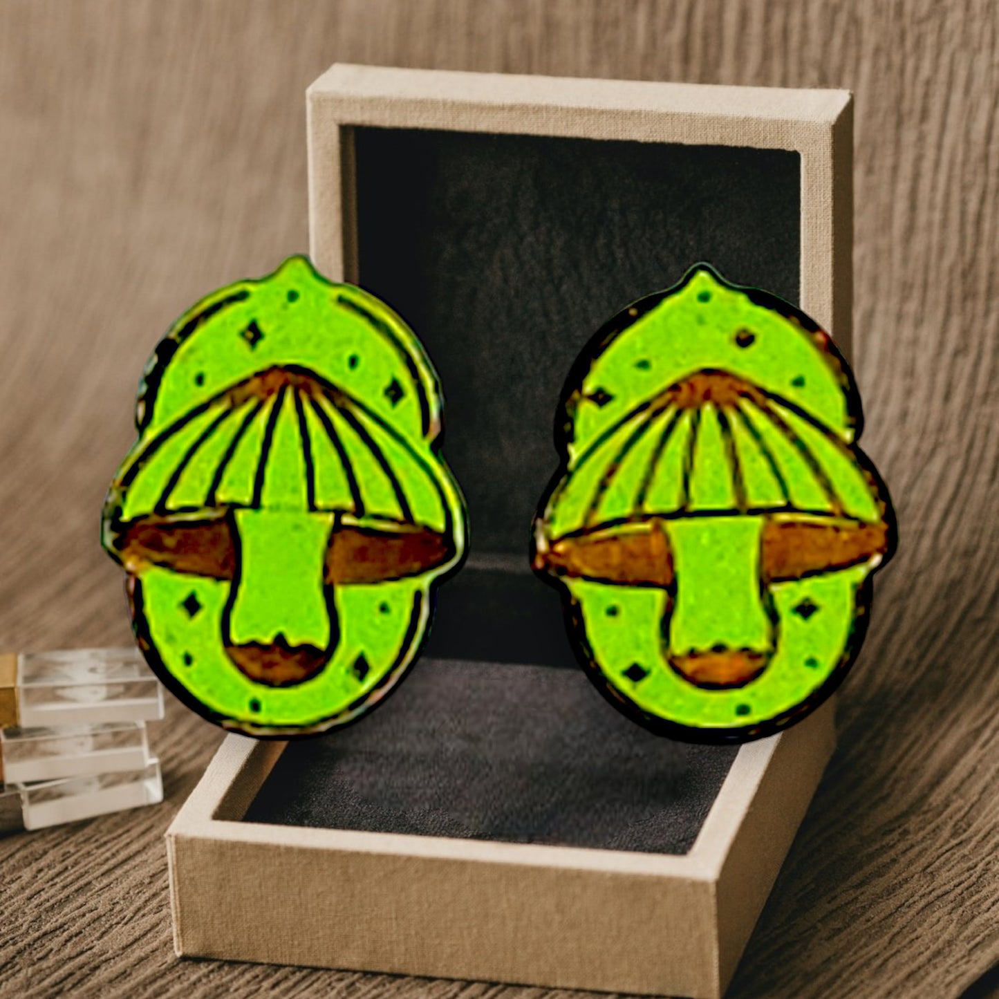 Mushroom Stud Earrings (Green)