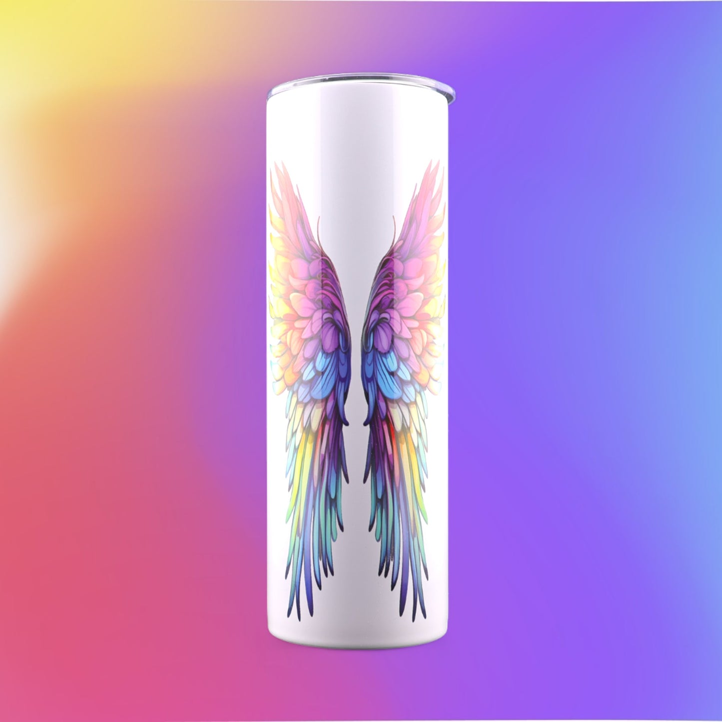 30 Oz "Rainbow Angel Wings" Stainless-Steel Tumbler