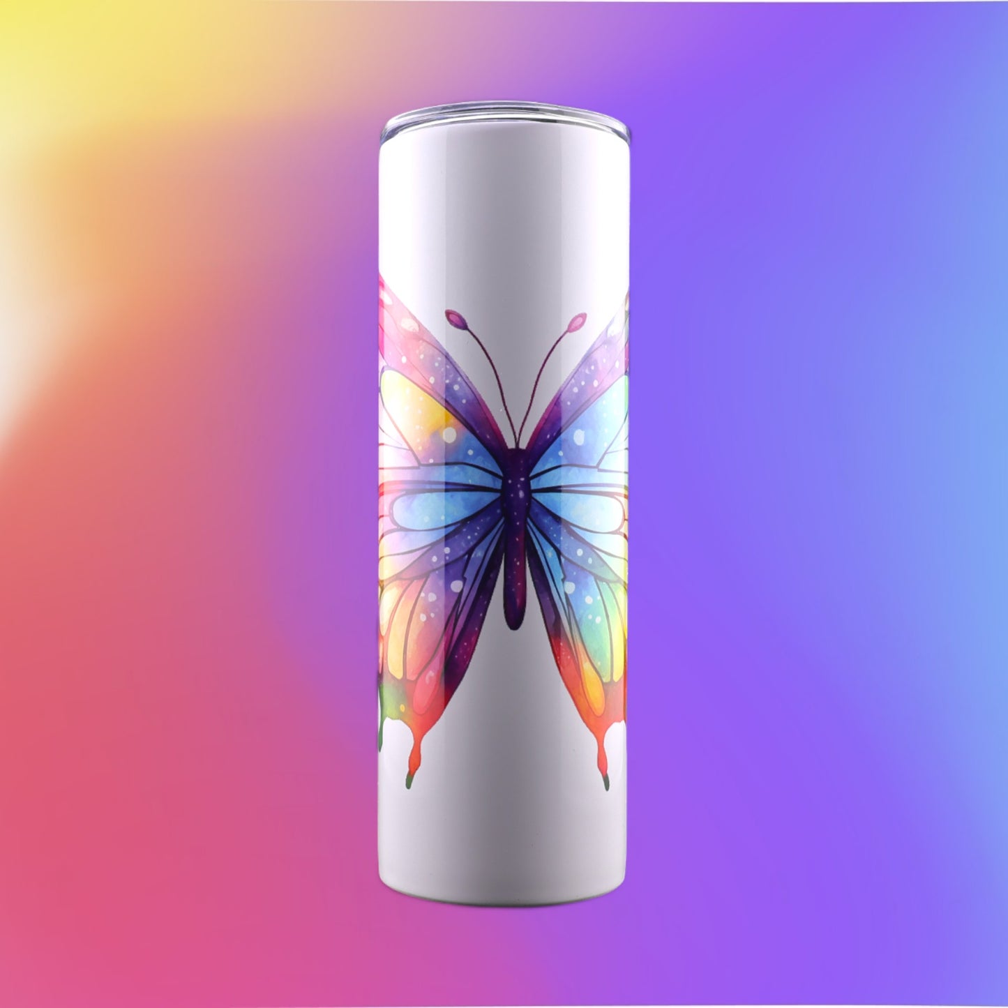 30 Oz "Rainbow Butterfly" Stainless-Steel Tumbler