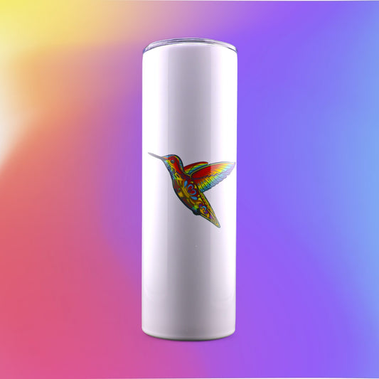 30 Oz "Rainbow Hummingbird" Stainless-Steel Tumbler