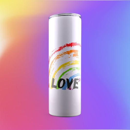 30 Oz "Love Half Rainbow Pride" Stainless-Steel Tumbler