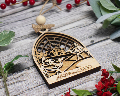 3 Wise Men and a Manger Arched Christmas Story Ornament