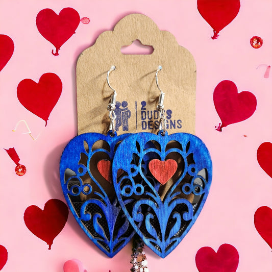 Heart Earrings (Blue and Red)