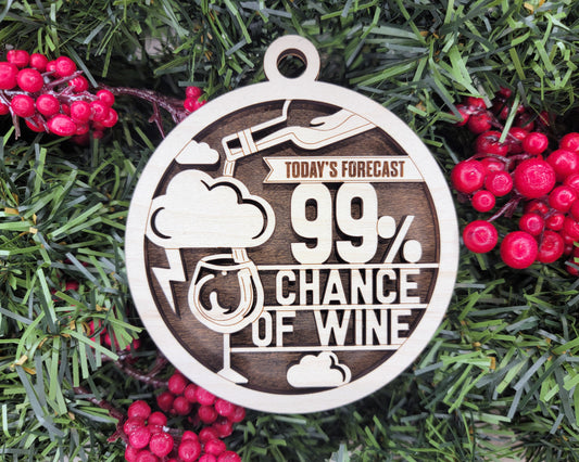 99% Chance of Wine Ornament