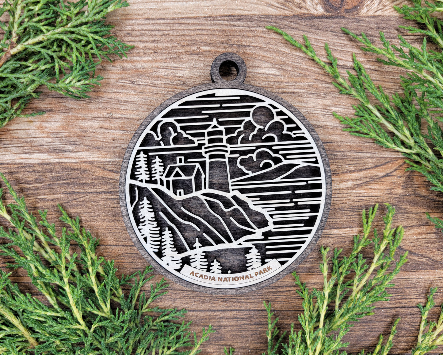 Acadia National Park Line Art Ornament