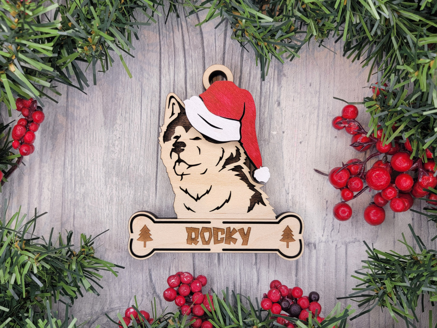 Akita Inu Santa Hat Dog Ornament