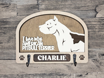 American Pitbull Terrier Cropped Leash Holder