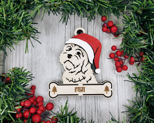 Australian Labradoodle Santa Hat Dog Ornament