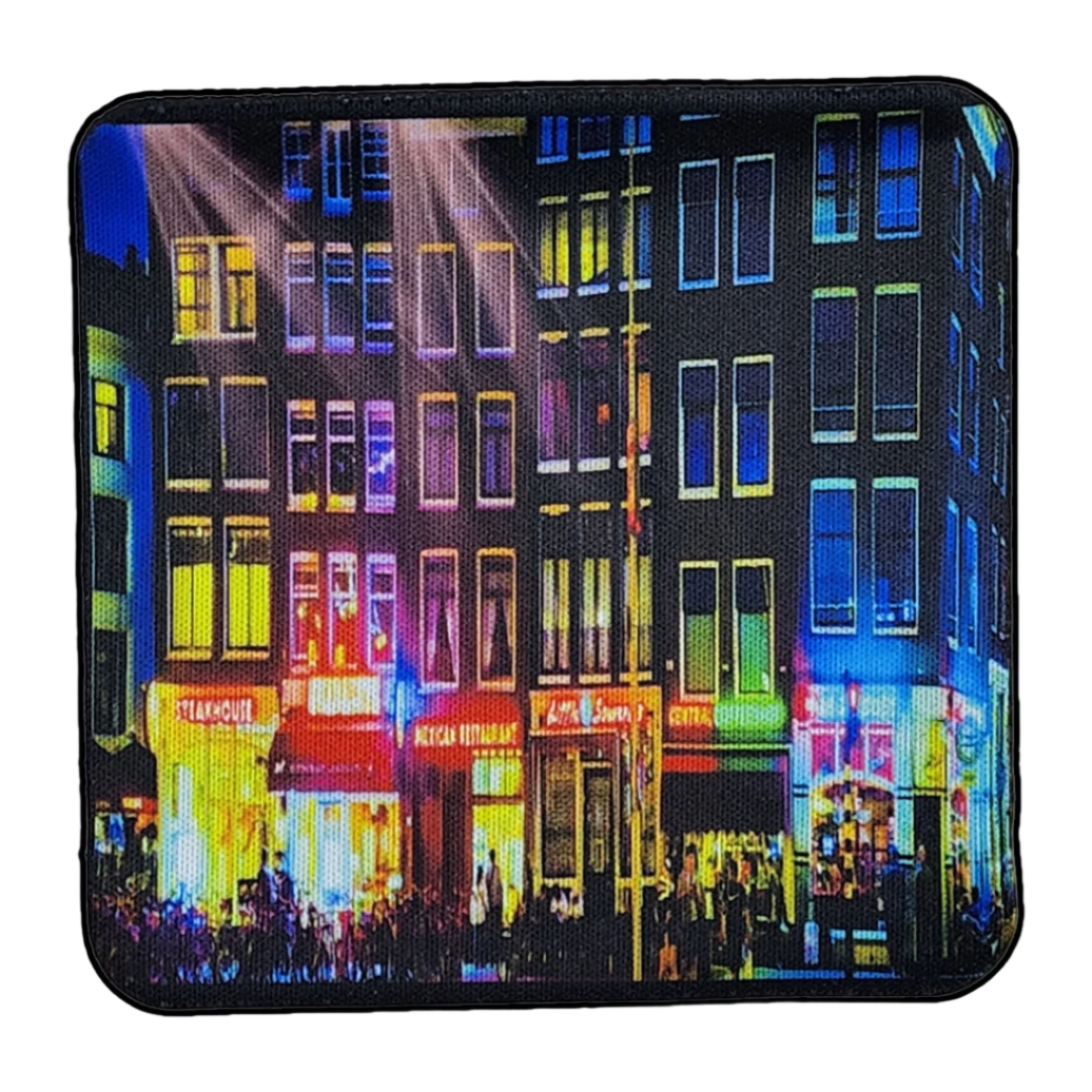 Amsterdam Street Scene Neoprene Square Cup Coaster