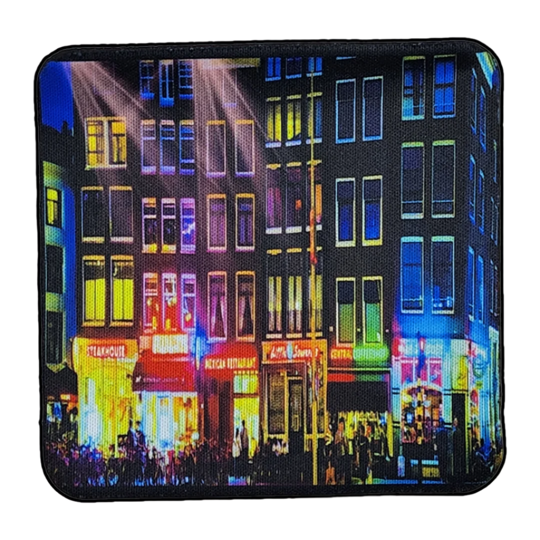 Amsterdam Street Scene Neoprene Square Cup Coaster