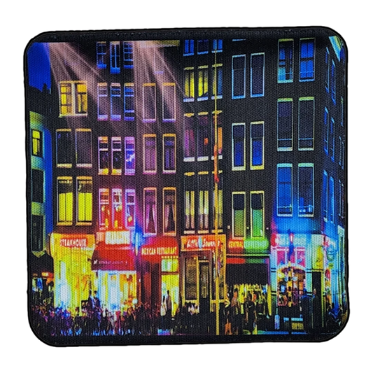 Amsterdam Street Scene Neoprene Square Cup Coaster