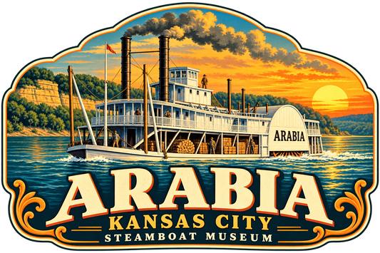 Arabia Steamboat Magnet, Vintage Travel Poster Theme