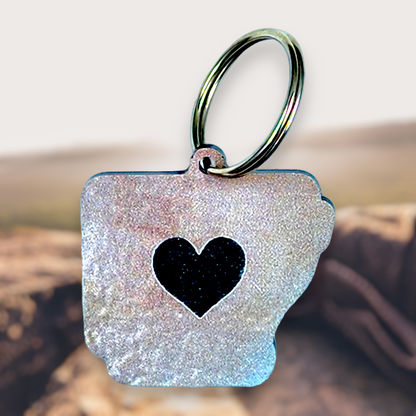 Arkansas Acrylic Patterned Heart Keychain