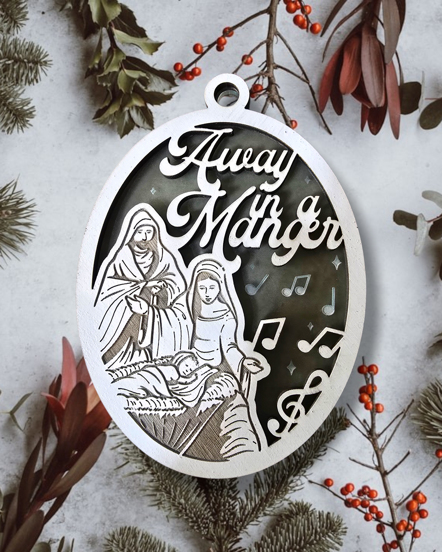 Away in a Manger Classic Christian Carol Ornament