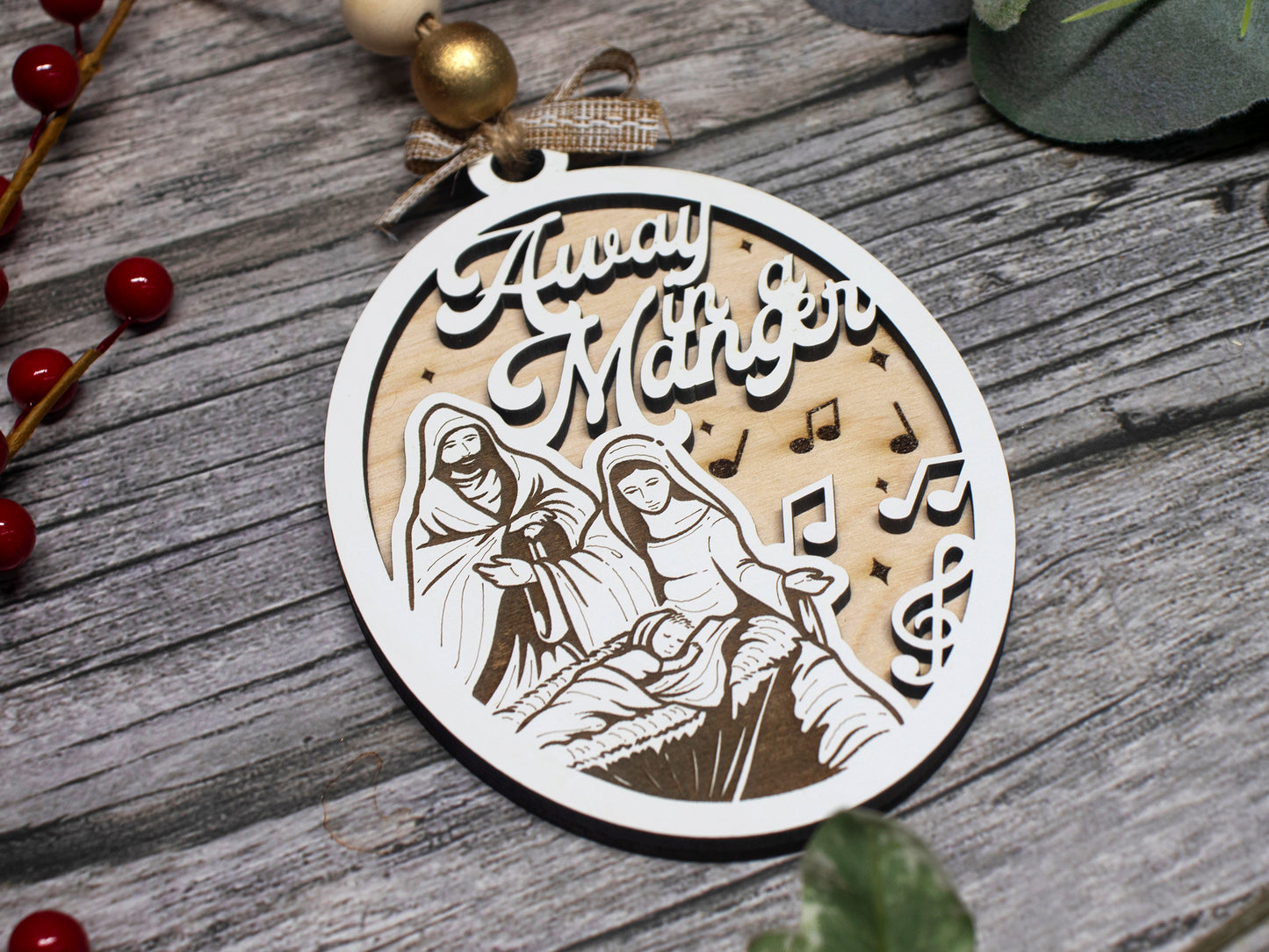 Away in a Manger Classic Christian Carol Ornament