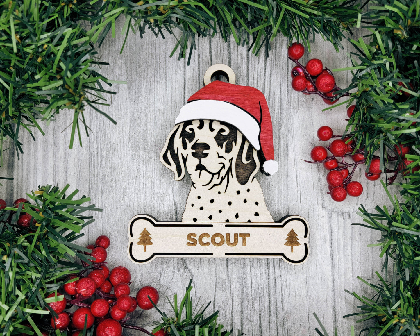 Bluetick Coonhound Santa Hat Dog Ornament