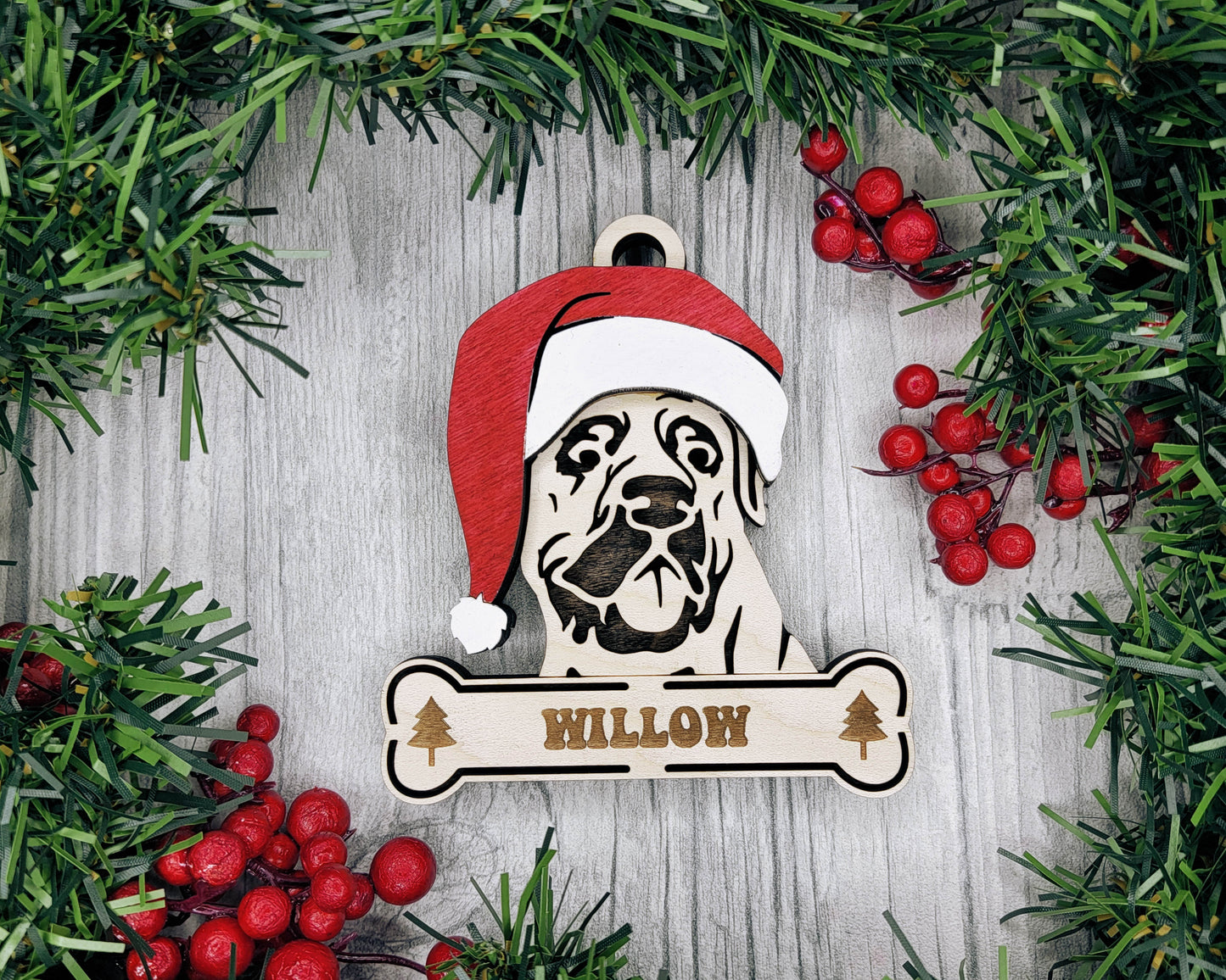 Boerboel Santa Hat Dog Ornament