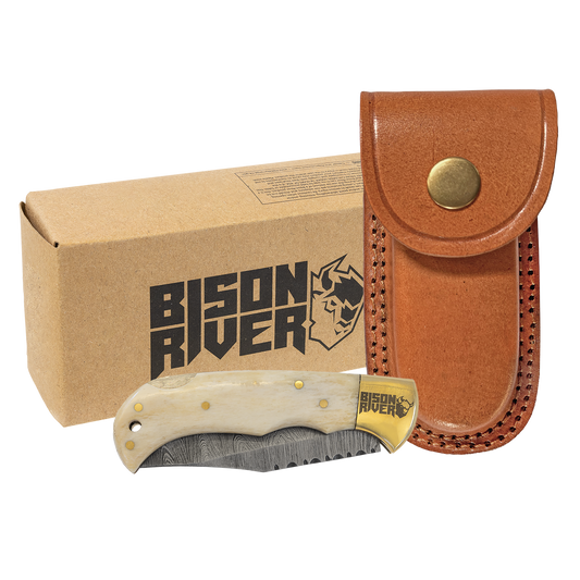 Bison River Kinfe with Damascus Steel Blade (Folding and Fixed Blade