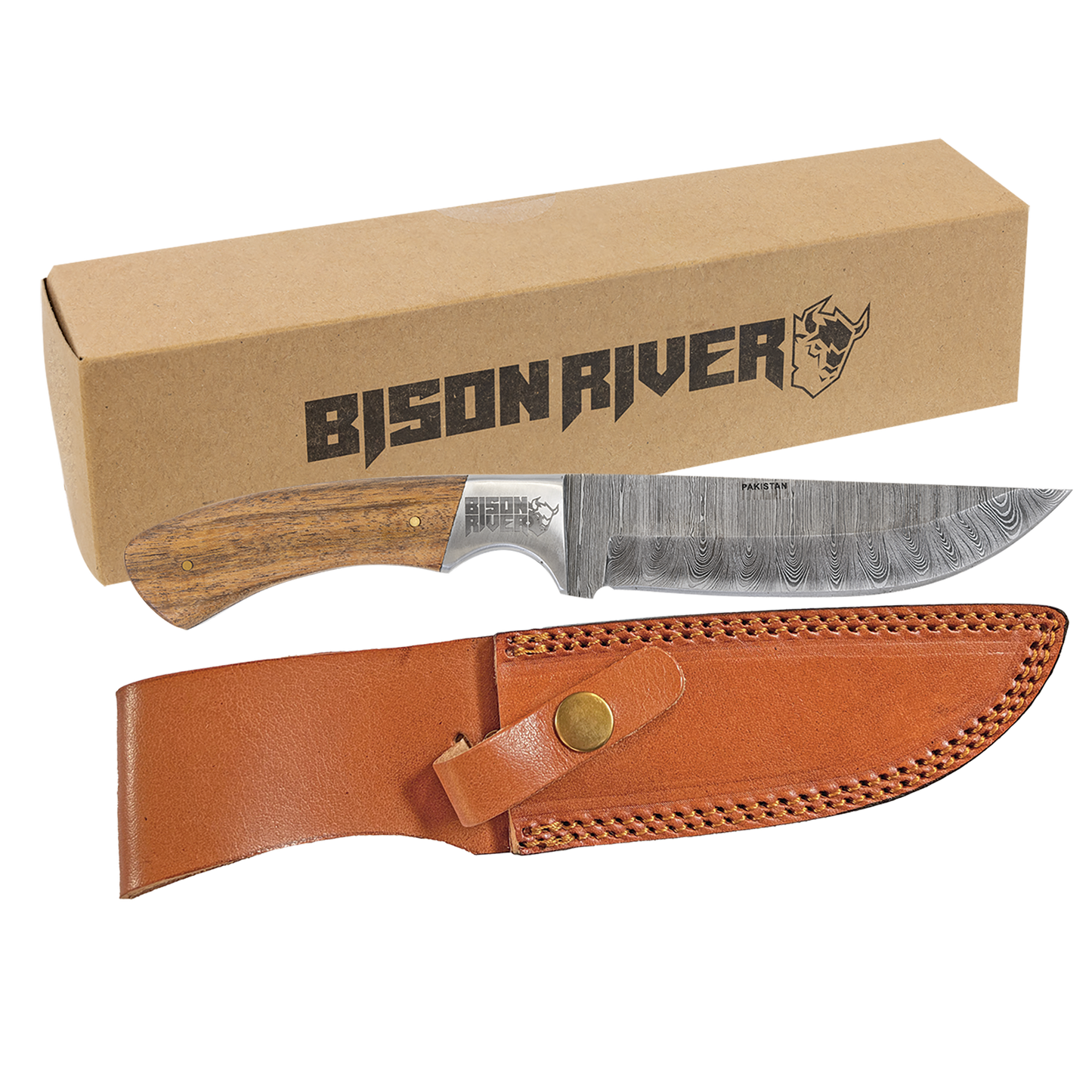 Bison River Kinfe with Damascus Steel Blade (Folding and Fixed Blade