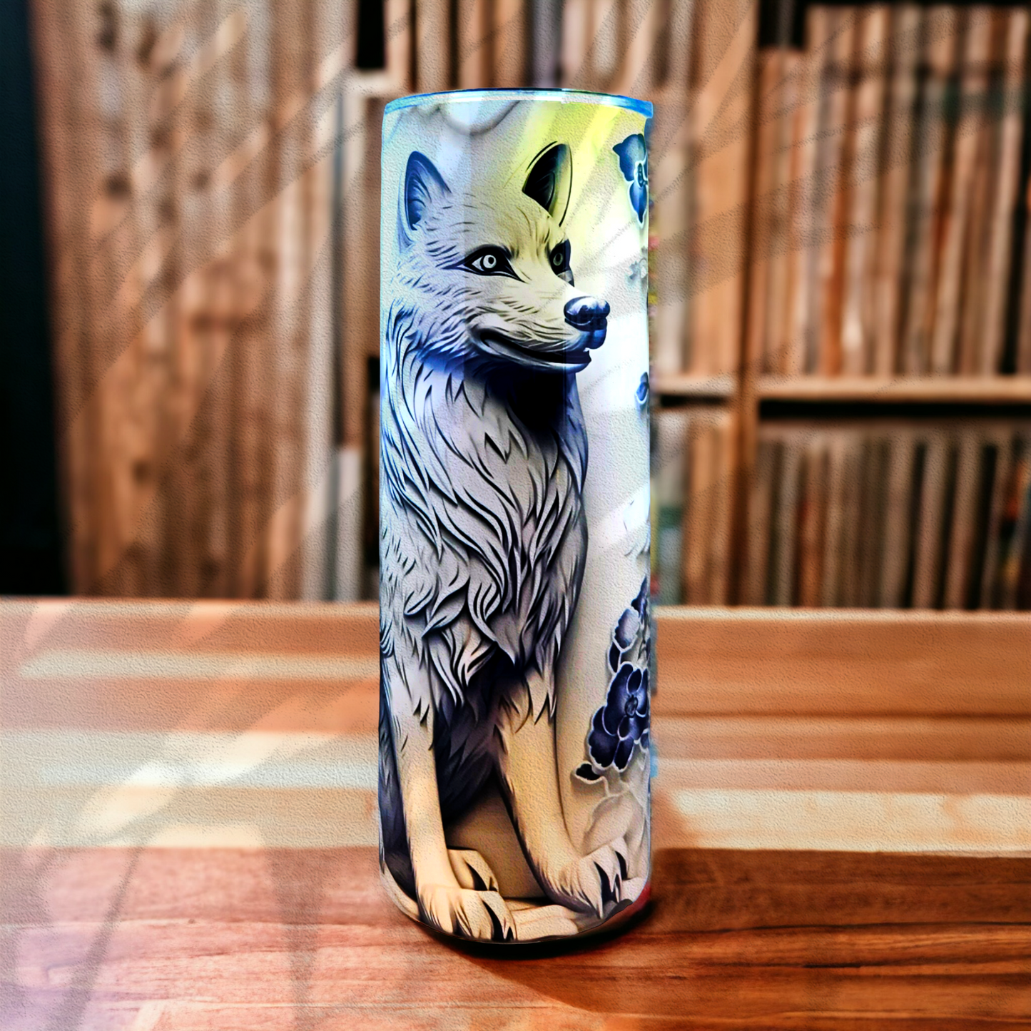 Blue and White Wolf #1, 20 Oz Hot/Cold Stainless-Steel Tumbler
