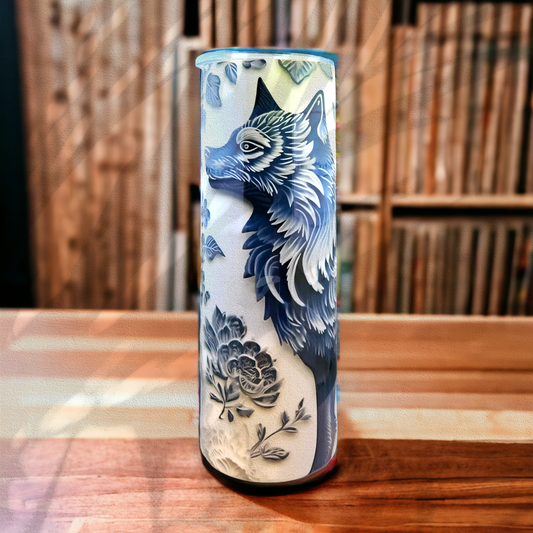 White Wolf Graphic 20 Oz. Stainless Steel Tumbler